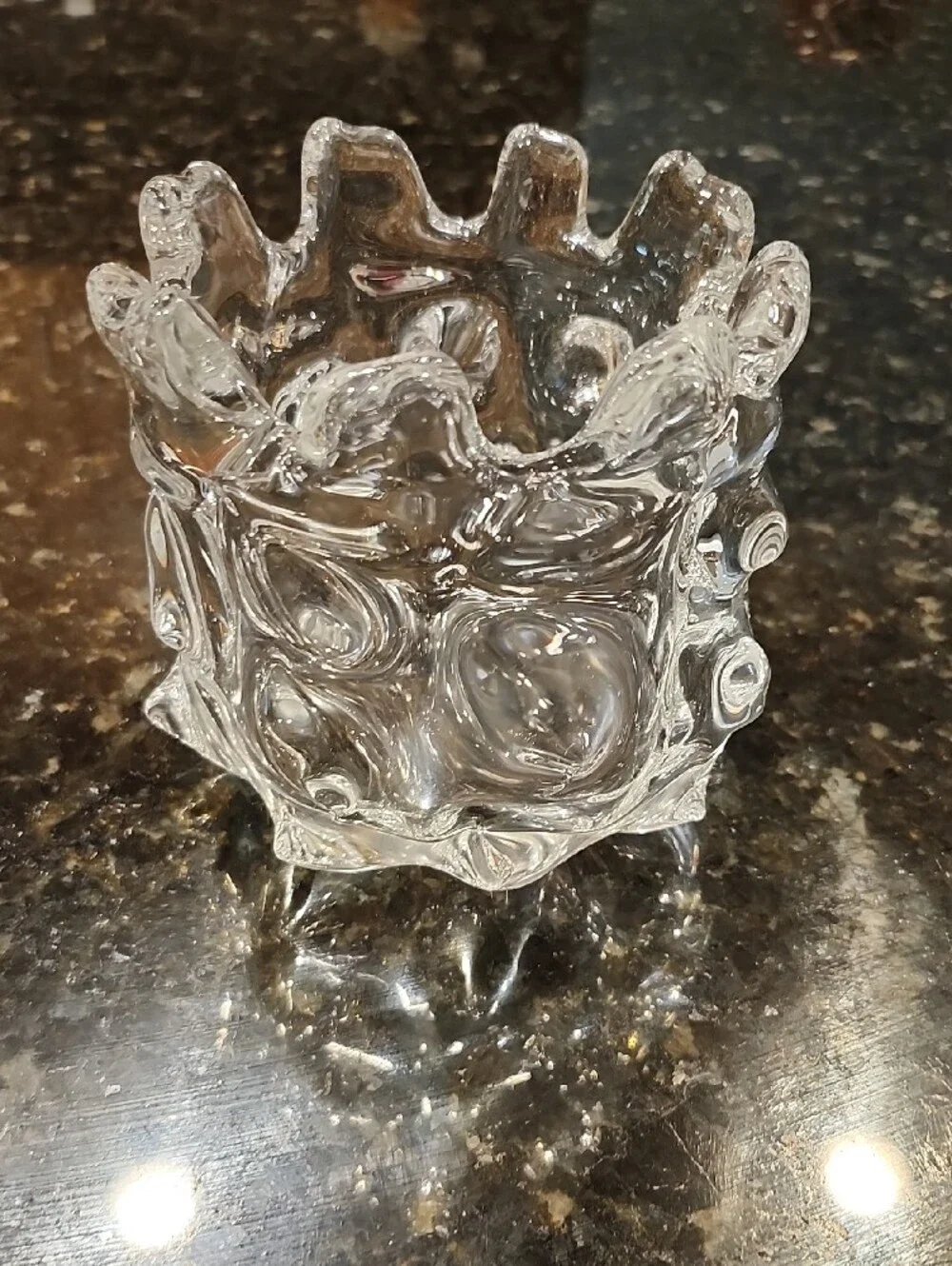 Brutalist Clear Glass Thorn Vase. 4